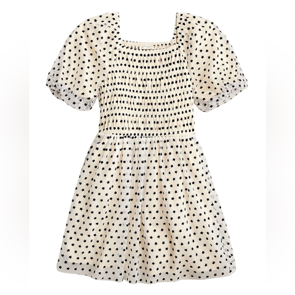CREWCUTS Girls’ Cream/Black Stars Celebration Dress in Star Tulle  Size: 8